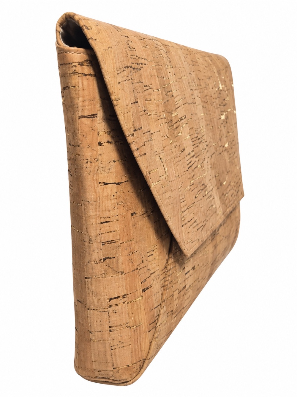 J.Crew Cork Clutch Bag Natural Gold Metallic Fleck Envelope Foldover Minimalist